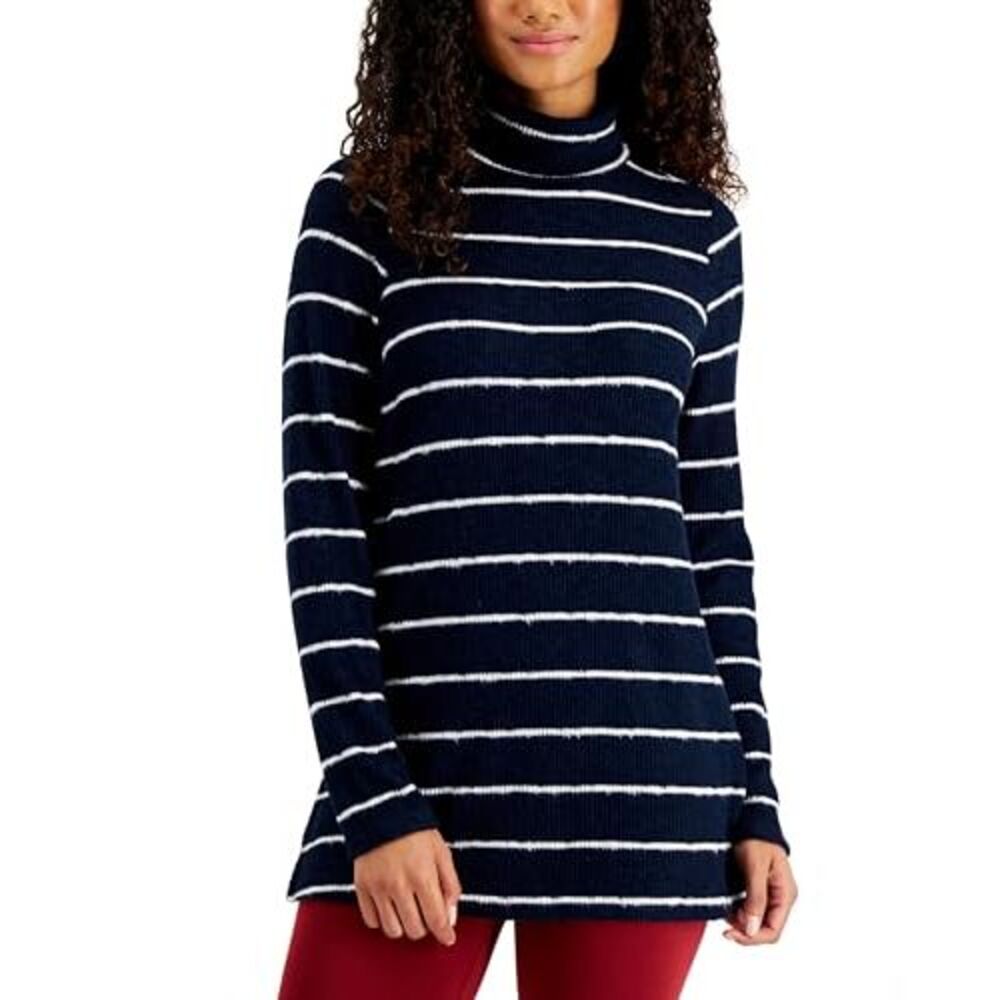 Style & Co Striped Rib Knit Tunic Top - Picture 2 of 4